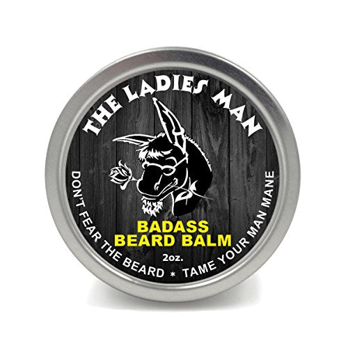 Badass Beard Care Beard Balm - Ladies Man Scent, 2 oz Natural Conditioner