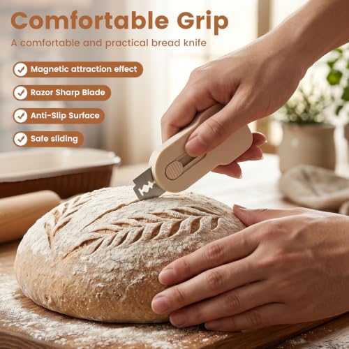 Bread Lame Scoring Tool Set with Magnetic Base & 10 Blades