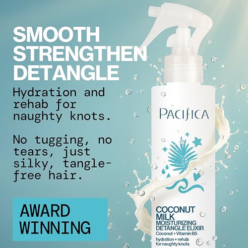 Pacifica Coconut Milk Hair Detangler Spray ? Leave-In Conditioning Elixir for Tangle-Free Hair ? Instantly Detangles Knots, Adds Shine & Moisture, Prevents Breakage & Frizz ? Vegan & Cruelty-Free | Vegan