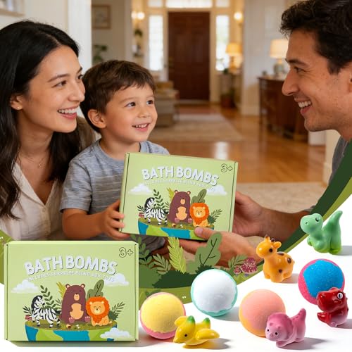 Bath Bombs for Kids with Animal Toys - 12 Pack, 40g Each