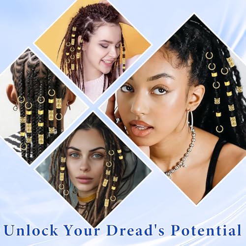 40Pcs Adjustable Gold-Tone Hair Cuffs & Rings Set for Braids