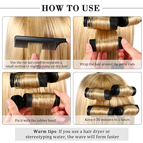 WILLBOND 36-Piece Hair Perm Rod Set with Rat Tail Comb for DIY Curls