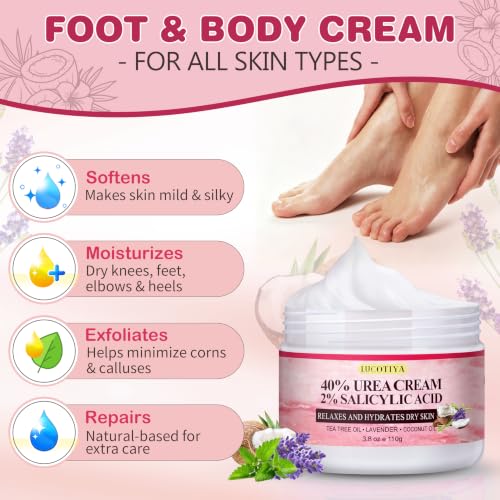 Aloe Lavender Foot Soak Set with Foot File & Urea Cream for Callus & Crack Care
