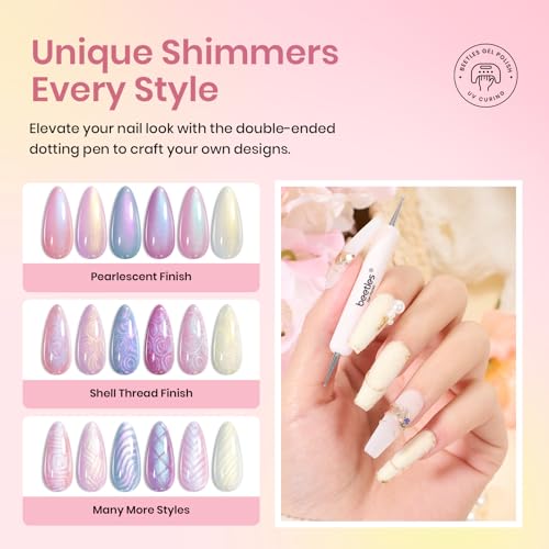 Beetles Pearl Gel Polish Set - 6 Mermaid Colors with Swirl Effect