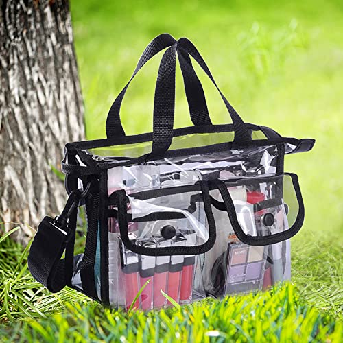 Enkrio Clear Makeup Bag with Strap - 10.6" Waterproof Travel Toiletry Case