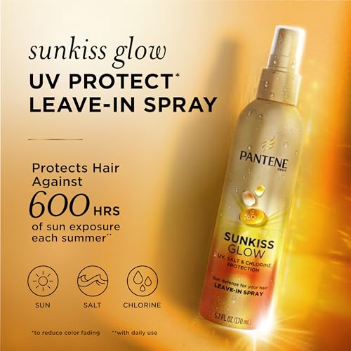 Pantene Sunkiss Glow Multitasking Spray, UV Hair Protection, Repairs Damage, Leave-In Conditioning Treatment, 5.7 oz