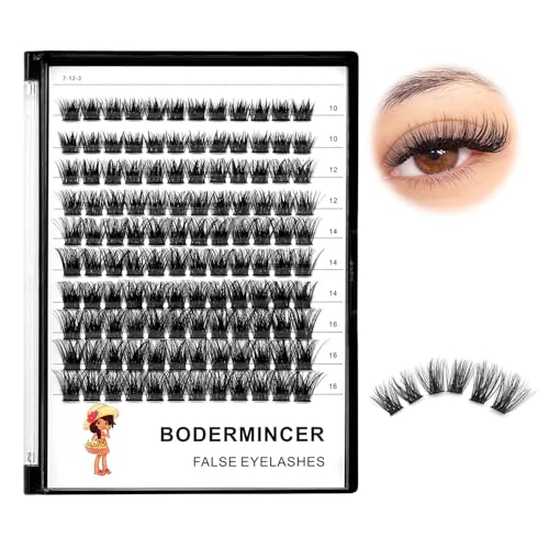 Bodermincer 120 Pcs Black Mixed-Length D Curl Fluffy Lash Clusters for Eyelash Extensions
