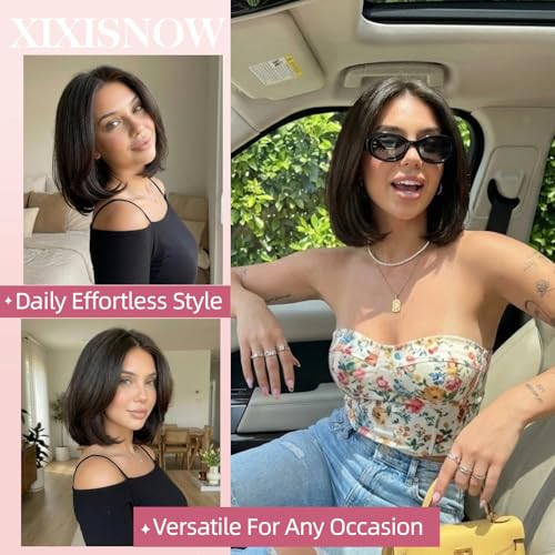 10'' Black Brown Short Clip-In Hair Extensions - Real Human Hair