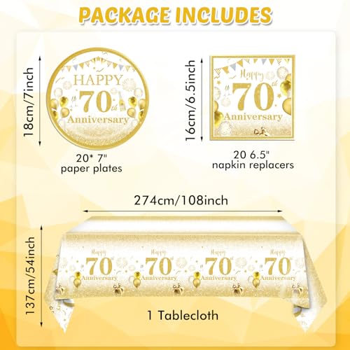 70th Birthday Party Decorations Set - 41PCS Tableware Kit