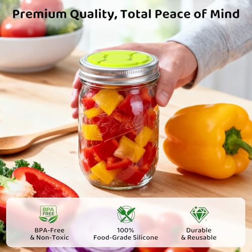 Silicone Fermentation Lids for Wide Mouth Mason Jars - 5-Pack