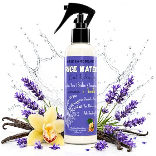 Pride and Beauty Rice Water Hair Spray, Lavender Vanilla, 8 Ounce