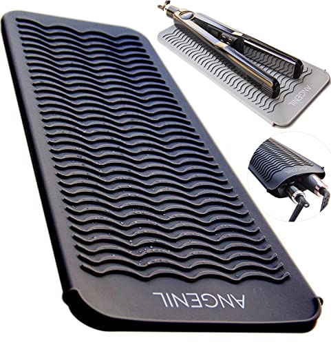 Silicone Heat Resistant Travel Mat Pouch for Hair Tools - Black | Fits Flat Iron, Curling Wand, Crimper