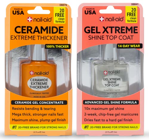 Nail-Aid Ceramide Extreme Thickener & Gel Top Coat, 2 Count