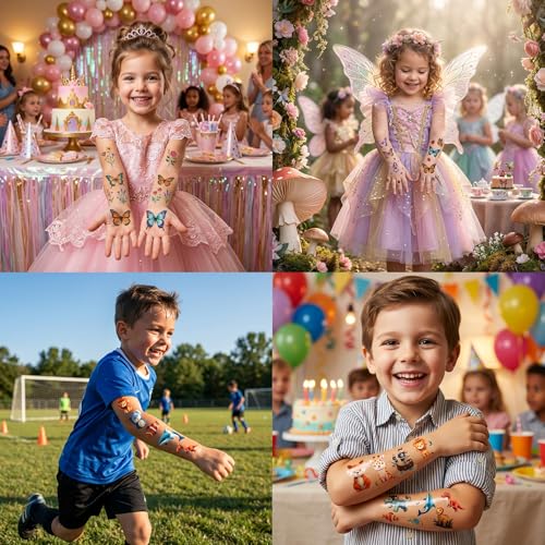350+ Mixed Temporary Tattoos for Kids - Fun Party Favors Set