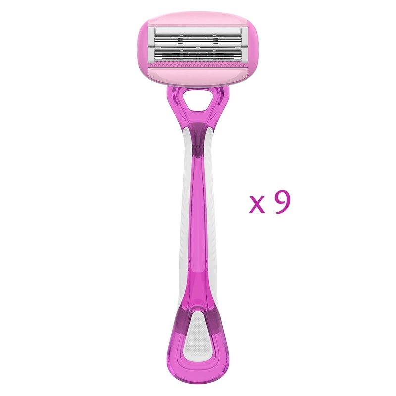 Pure Silk Contour 6 Disposable Razors for Women | 6-Blade Premium Razor Value Pack | Double-Flex Pivoting Head, Dual Moisture Bars Infused with Aloe, Vitamin E, Argan Oil | 3 Packs (9 Total Razors)