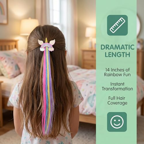 Little World Solid Rainbow Hair Clips for Girls 6 Pack, Toddler & Kids Ponytail Accessories