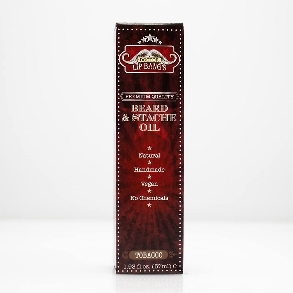 Doctor Lip Bang's Vegan Beard and Stache Oil | Tobacco | Cruelty Free | 100% All Natural | Paraben Free | Made in the United States | Great for Grooming Beards and Mustaches