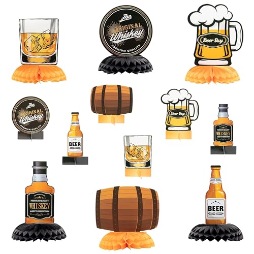Whiskey Themed Honeycomb Centerpieces - 12Pcs Party Decorations