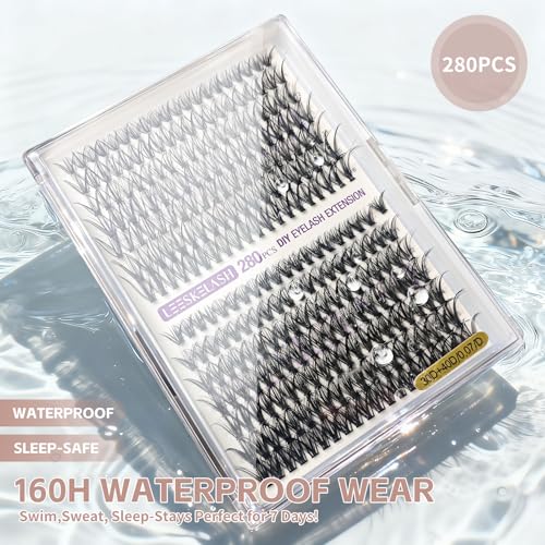 Lash Extension Kit 280Pcs DIY 9-16mm 30D+40D with Bond, Seal, Remover & Tweezers - LEESKELASH
