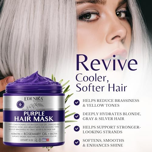 EDENIKA BOTANICALS Rosemary Purple Hair Mask for Blonde, Gray & Silver Hair