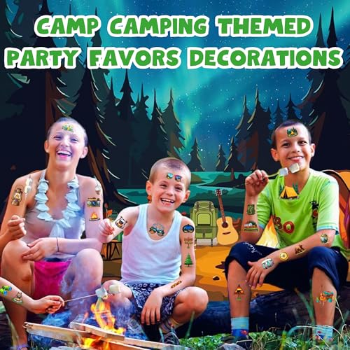 Camping Themed 50-Pack Temporary Tattoos for Kids Party Favors