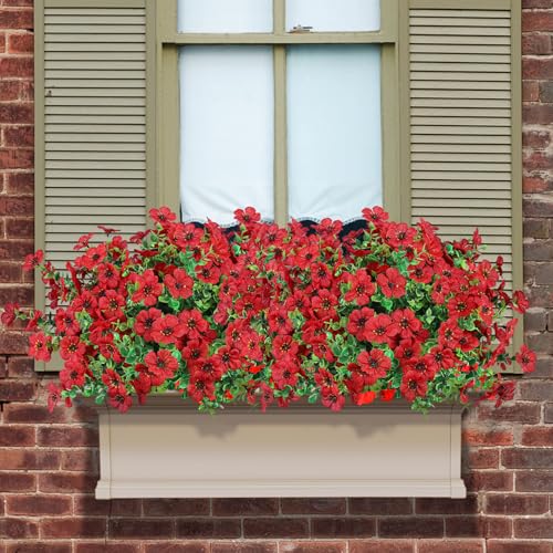12 Pcs UV Resistant Artificial Flowers for Outdoor Decor