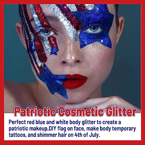 Allstarry Patriotic Body Glitter Set - 4 Colors for 4th of July & Olympics