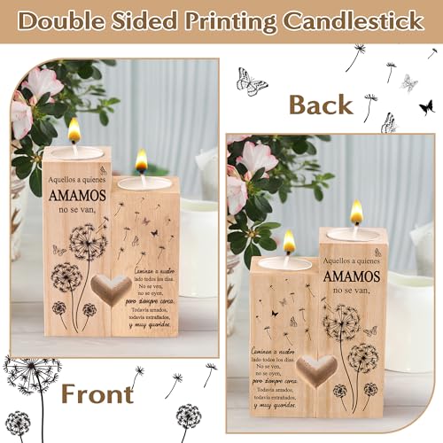 Zainpe Wooden Heart Sympathy Candle Holders – Spanish Remembrance Gift