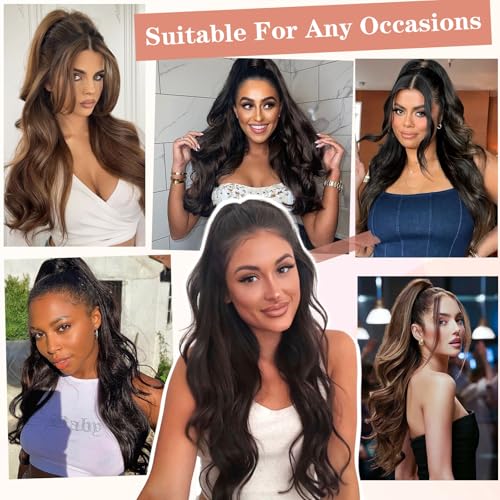 Red 26 Inch Drawstring Ponytail Extension - Long Wavy Hair for Women