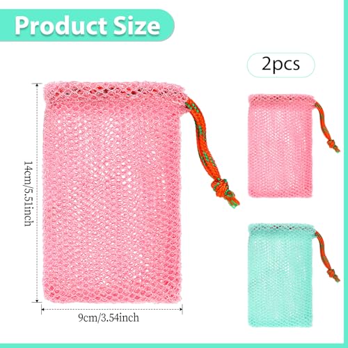 2-Pack Exfoliating Soap Savers for Bar Soap - Mesh Shower Bags