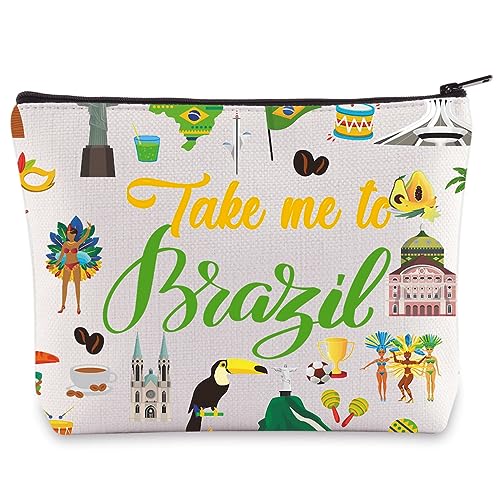 Take Me To Brazil Cosmetic Bag - Travel Zipper Pouch for Souvenirs
