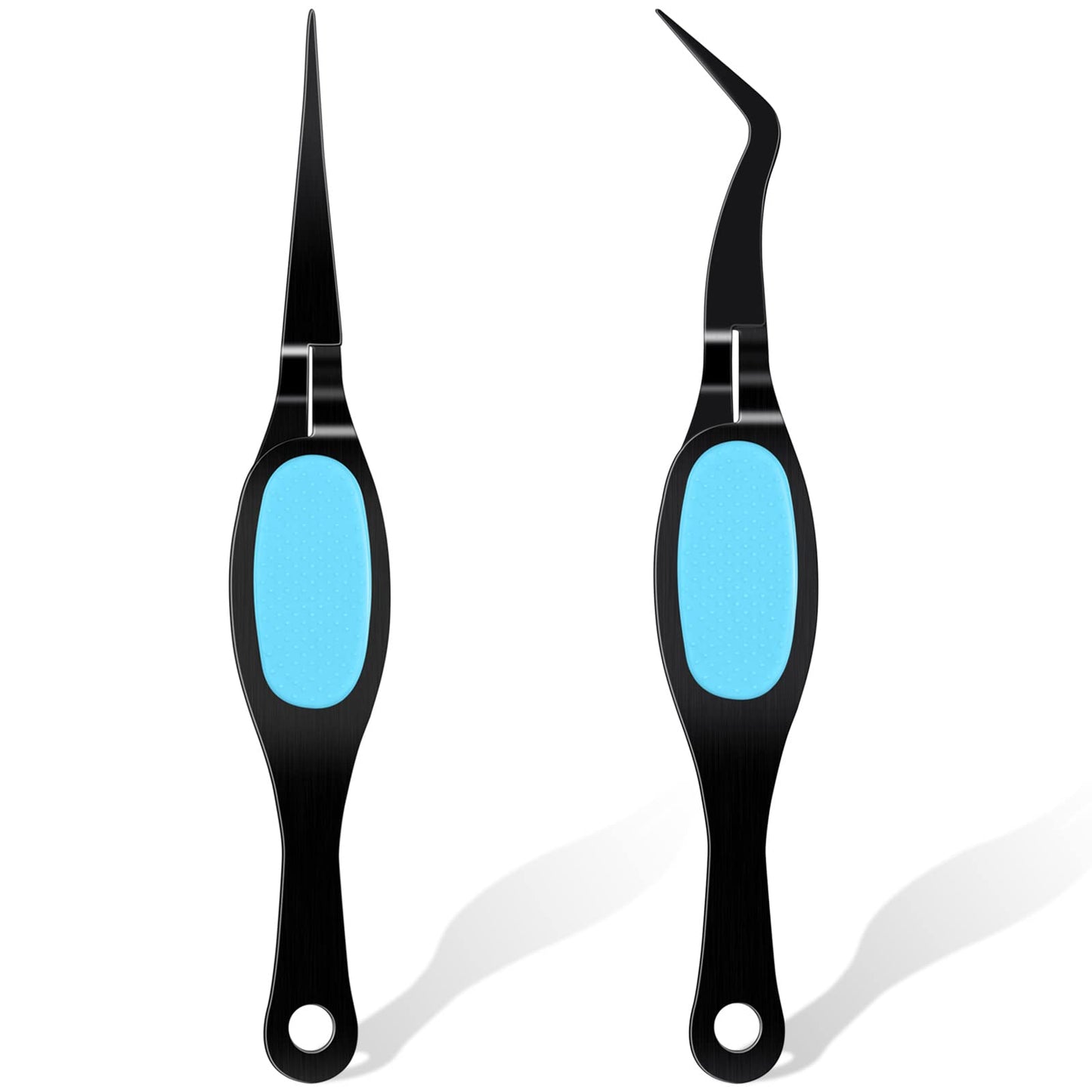 Chumia Reverse Tweezers Crossing Lock Craft Tweezer Stainless Soft Grip Tool Precision Curved Bent Straight Fine Tip Tool for Craft Jewelry Scrapbooking Beading Electronic Laboratory(Black and Blue)