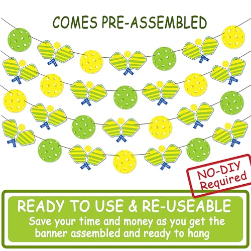 Pickleball Party Banners - 4pcs Double-Sided Birthday Decorations