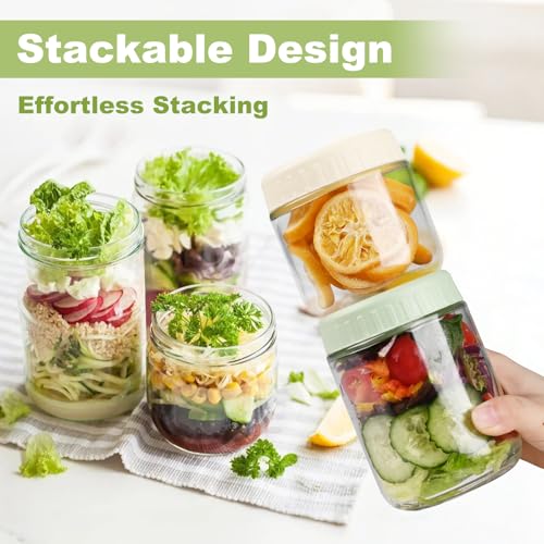 SHOWIN 16oz Glass Overnight Oats Containers with Lids - 2 Pack