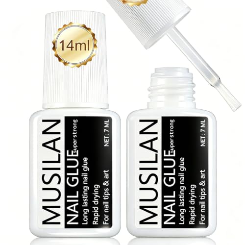 MUSILAN Super Strong Nail Glue - 2 Pack, 7ml Brush-On Adhesive