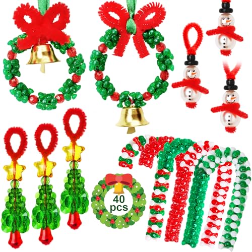 AWHETIE Christmas Beaded Ornament Kit - 40 Sets for Festive Decor