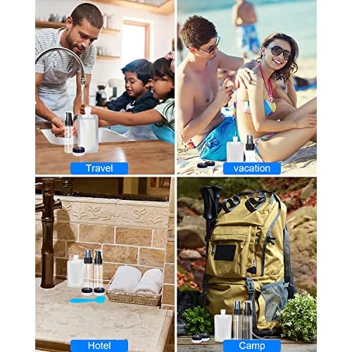 SEQUHITKU 17 Pack Travel Pouches for Toiletries,TSA Approved,Travel Size Portable Containers,Stand Up Pouch,Refillable Travel Accessories for Shampoo Conditioner Lotion Soap Liquids (B-17pcs)