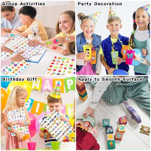 PARTYWIND Mixed Styles Temporary Tattoos for Kids 384 Patterns