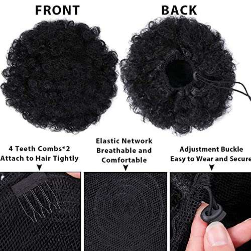 Short Curly Drawstring Ponytail Extension for Black Women - No Bangs (1B)