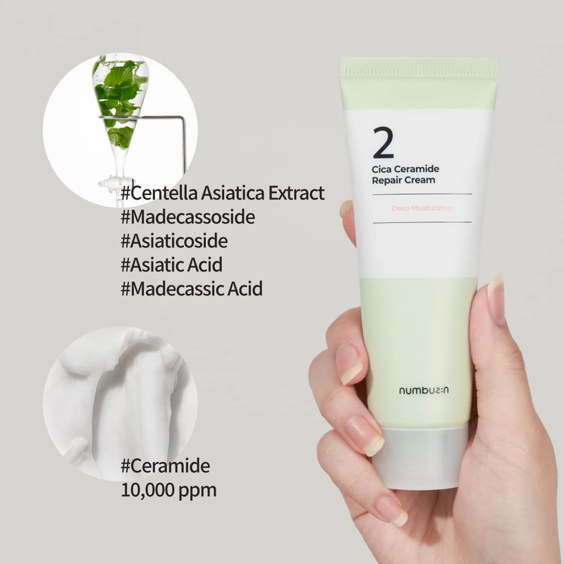 Numbuzin No.2 Cream - Cica Ceramide Repair Cream for Hydration & Skin Barrier Strength | 2.02 fl. oz.