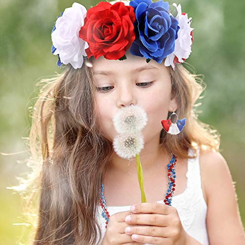 4th of July Accessories Set for Women - Patriotic Headband Necklace Earrings Bundle