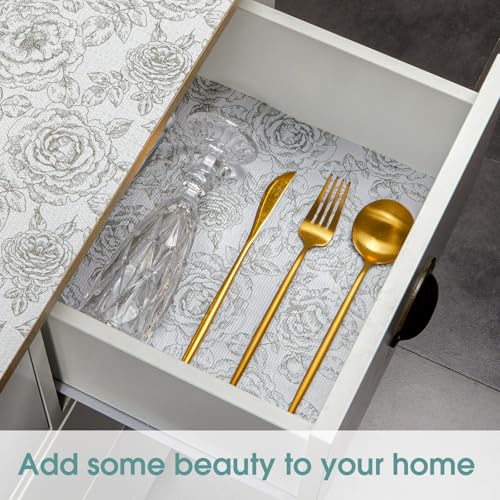 Non-Adhesive Shelf Liner for Kitchen Cabinets - 12in x 10ft Rose