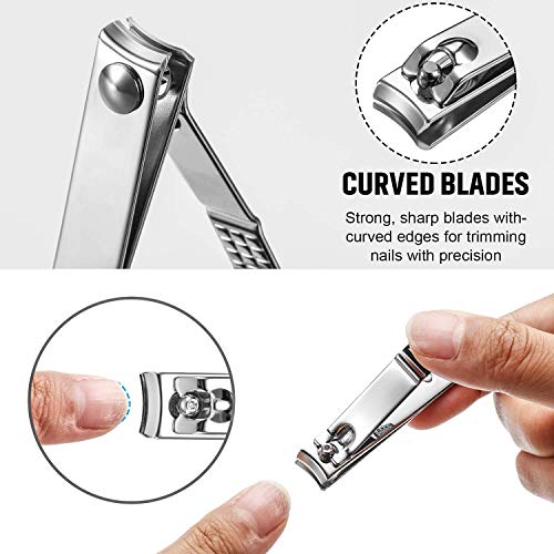 Large Toenail Clippers Set for Thick Nails - 4Pcs with Sharp Curved Blades