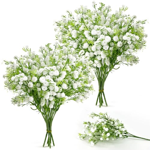 12pcs White Baby's Breath Artificial Flowers - Realistic Faux Gypsophila for Home Decor & Weddings