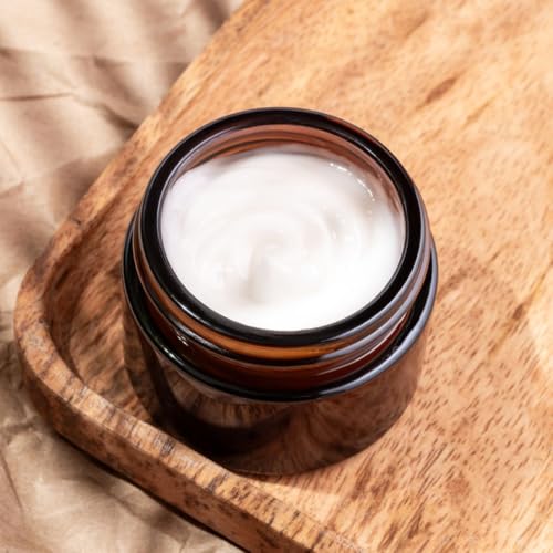 TUZAZO 2 oz Amber Glass Jars with Lids - 12 Pack Airtight Cosmetic Containers