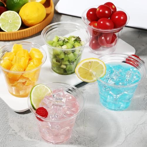 BYSNOW 100 Pack 9oz Clear Disposable Plastic Cups for Parties