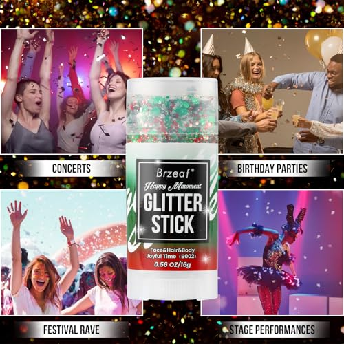 Brzeaf Body and Face Glitter, Body Glitter Stick, Soccer World Cup Rave Accessories, Shimmery& Long Lasting, Hair Eyeshadow Face Body Glitter, Singer Concert Rave Festival