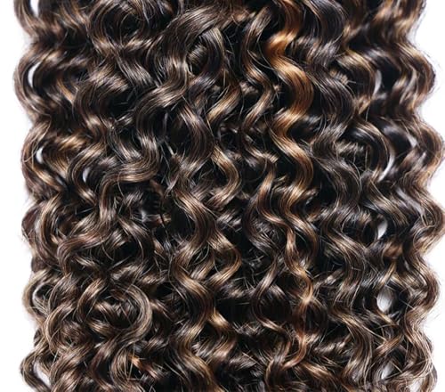 JUIOKAOO 1B30 Curly Wave Human Hair Bundle 24 Inch - Ombre Brown