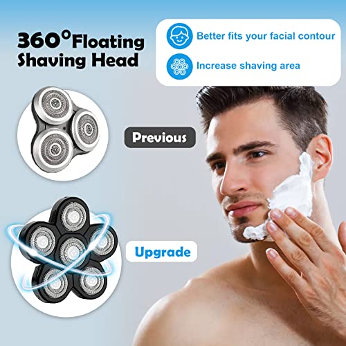 6D Electric Shaver Replacement Heads - 6-Blade Rotary Head Attachment