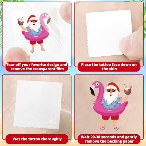Huskein 150 Pcs Summer Christmas Temporary Tattoos for Luau Party